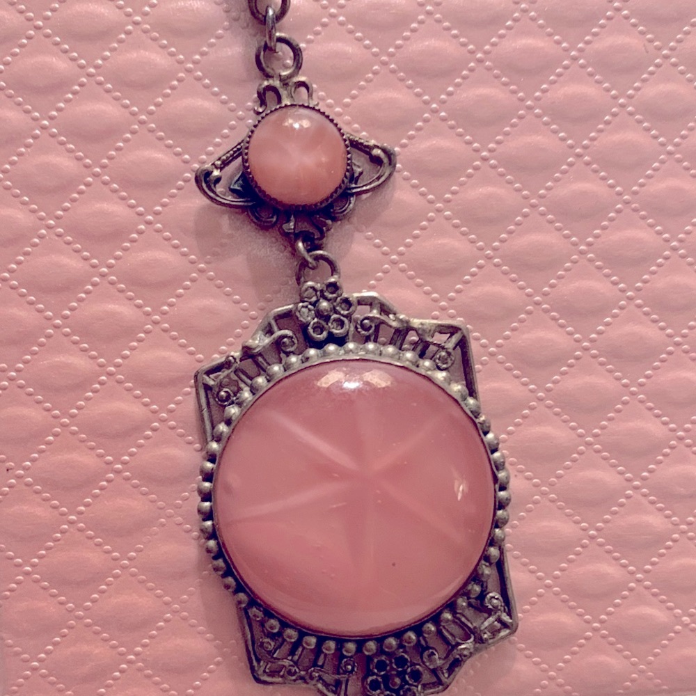 Pink Victorian-Inspired Filigree Necklace